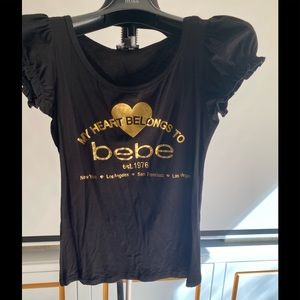 Black Bebe t-shirt “my heart belongs to Bebe”